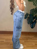 GILIPUR Pantalon en denim ample droit taille haute avec poche décontractée TL0181