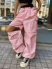 GILIPUR Pantalon cargo global à fermeture éclair de couleur rose pour femme MH602