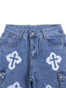 GILIPUR Femmes Hip Hop Casual Streetwear Baggy Crosses Jeans MH107